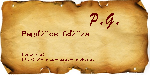 Pagács Géza névjegykártya